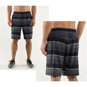 Lululemon first descent core shorts Men 36 L soot Gym Gray Black 11” Athletic